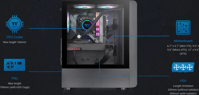 Thermaltake S200 TG, schwarz, Glasfenster