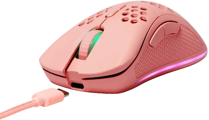 Deltaco PM80 Wireless Lightweight Gaming Mouse pink, USB/Bluetooth