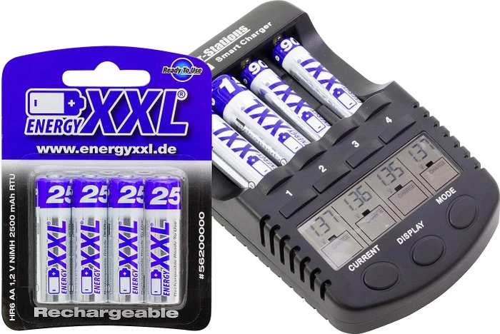 XciteRC Ladegerät für AA/AAA-Akkus mit USB-Ausgang