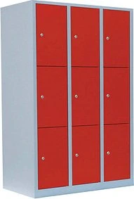 Lüllmann ClassiX XL Fächerschrank, 9 Fächer, grau/rot, Spind