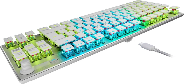 Roccat Vulcan TKL Pro, LEDs RGB, Arctic White, weiß/silber, Titan Optical Linear, USB, DE