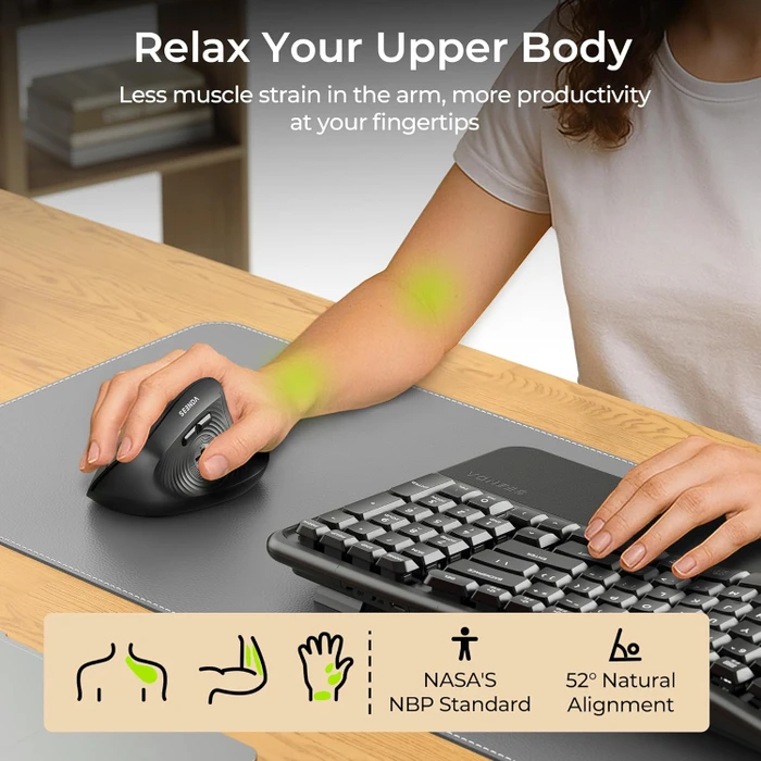 Seenda MOU200 Wireless Ergonomic Vertical Mouse, schwarz, USB/Bluetooth