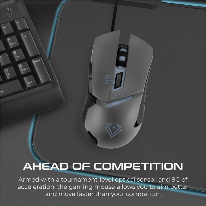 Vertux Dominator Ergonomic Gaming Mouse, grau, USB