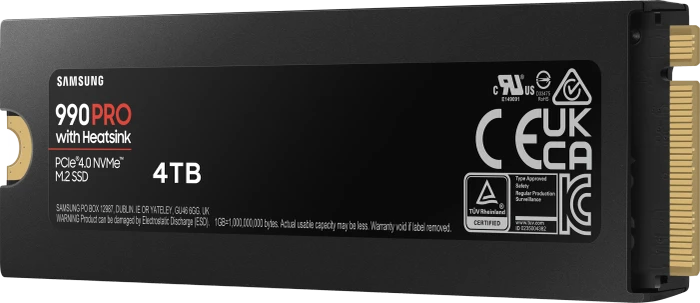Samsung SSD 990 PRO 4TB, M.2 2280 / M-Key / PCIe 4.0 x4, Kühlkörper