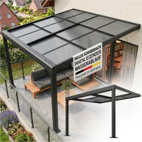 Juskys Jakarta Terrassenüberdachung 3x3m anthrazit