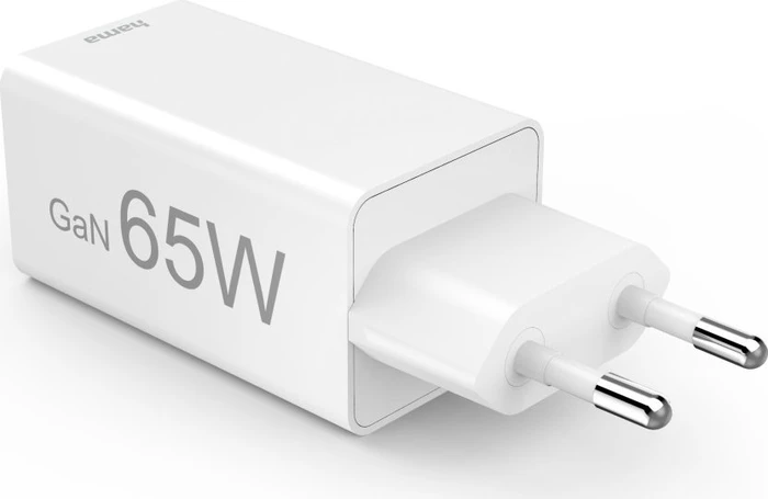 Hama Schnellladegerät GaN 2x USB-C Mini-Ladegerät PD 65W weiß