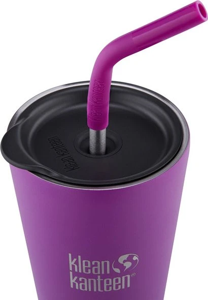 Klean Kanteen Tumbler Deckel und Trinkhalm Isolierbecher 473ml berry bright