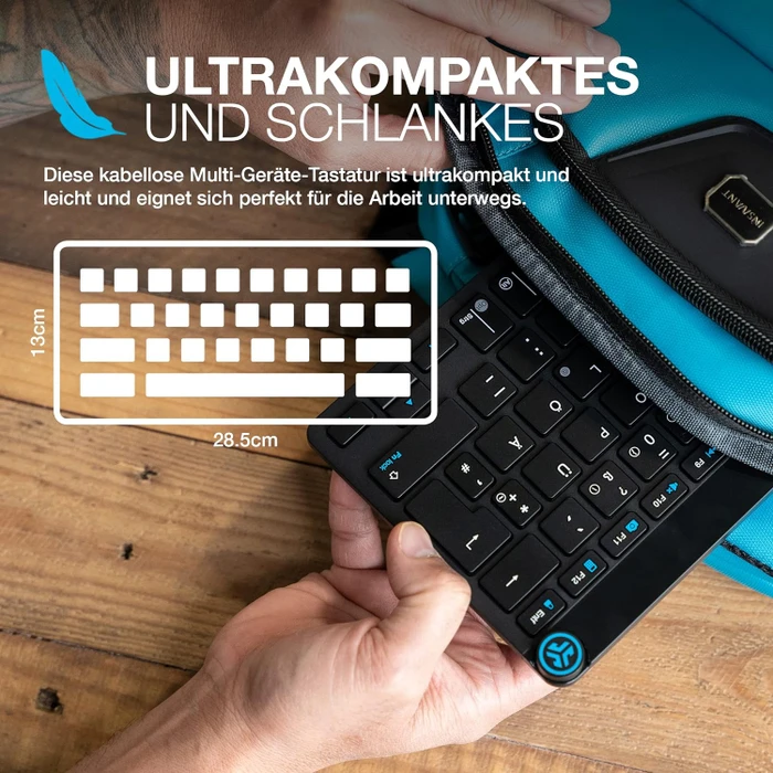 JLab Epic Wireless Keyboard, schwarz, USB/Bluetooth, DE