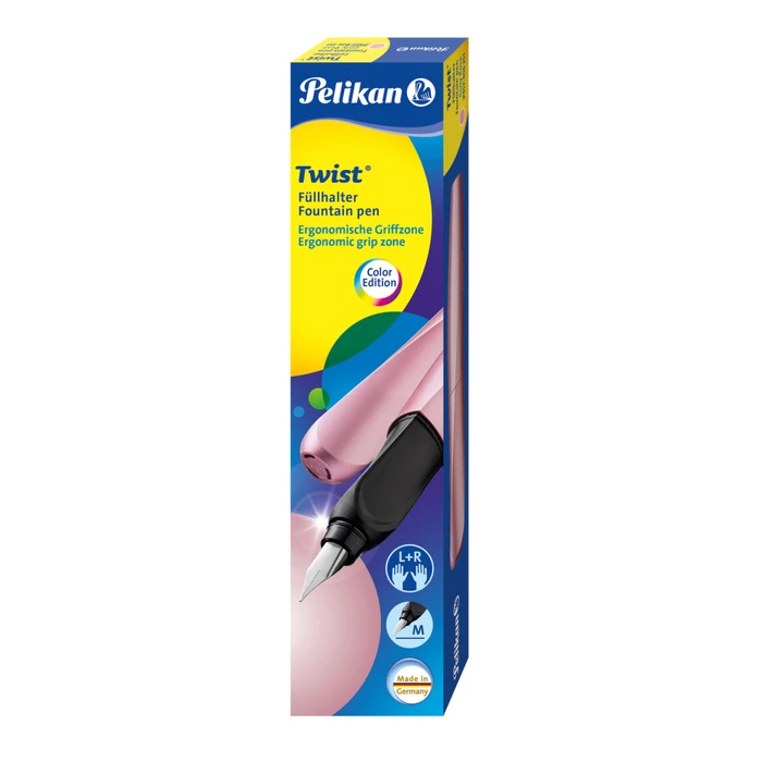 Pelikan Twist girly rose, rechte Hand/linke Hand, mittel, Faltschachtel