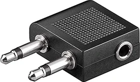 goobay Flugzeug-Adapter 2x 3.5mm Klinke/1x 3.5mm Klinke gewinkelt schwarz