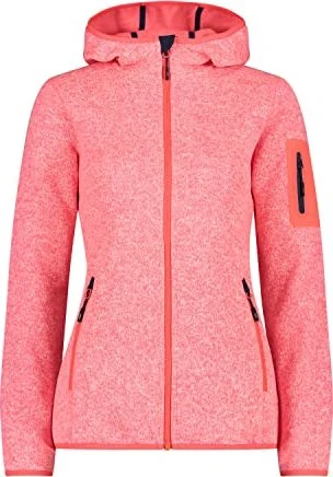 CMP Knit Tech Fleece Hoody Jacke meliert red fluo/bianco (Damen)