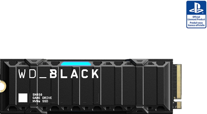 Western Digital WD_BLACK SN850 NVMe SSD (lizenziert für PS5) 1TB, M.2 2280 / M-Key / PCIe 4.0 x4, Kühlkörper