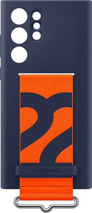 Samsung Silicone Cover with Strap für Galaxy S22 Ultra navy