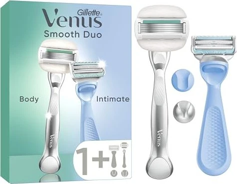 Gillette Venus Smooth Duo Body & Intimate Rasierer 2 Handstücke + 2 Wechselklingen + 2x Duschhalterung