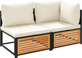 vidaXL Gartensofa mit Kissen 2-Sitzer cremeweiß