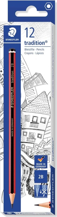 Staedtler Tradition 110 Bleistift 2B graphit, schwarz/rot, 12er-Pack (110-2B#12)