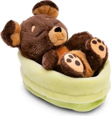 Nici Sleeping Pets brauner Hund Pudel im grünen Körbchen 14cm