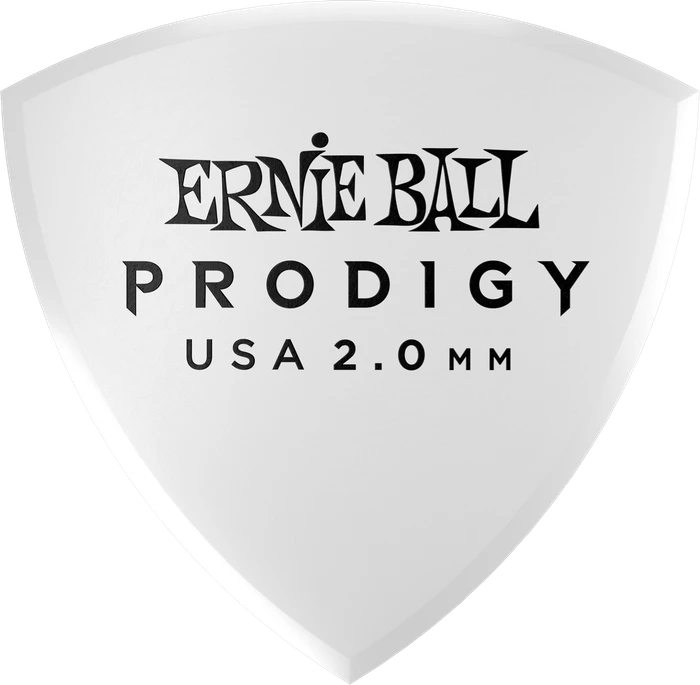 Ernie Ball White Large Shield Prodigy Pick, 2.0mm, 6-Pack