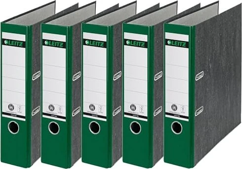 Leitz Qualitäts Ordner 2-Ring 180° Klimaneutral, 80mm, A4, schwarz/grün, 20er-Pack