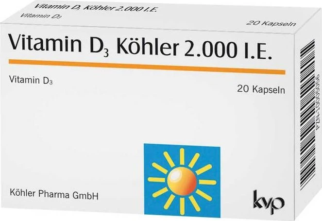 Vitamin D3 Köhler 2000 IE Kapseln, 20 Stück