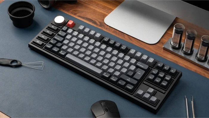 Keychron Q3 Pro SE, schwarz/blaugrau, LEDs RGB, hot-swap, Keychron K Pro BANANA, USB/Bluetooth, DE
