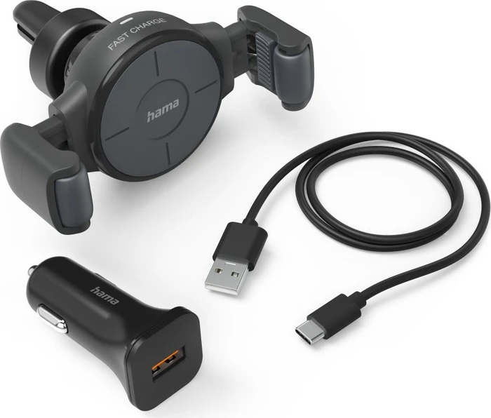 Hama Kfz-Handy-Ladegerät FC10 Flex-Set 10W kabellos QI-Charge anthrazit