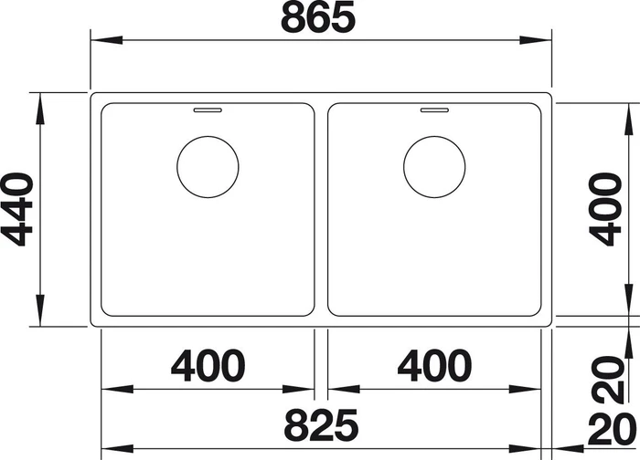 Blanco Andano 400/400-U InFino Unterbau Doppelspüle edelstahl