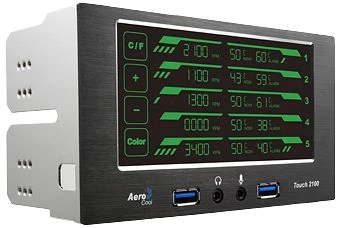 AeroCool Touch 2100, 2x 5.25" Dualbay Lüftersteuerung, 5-Kanal