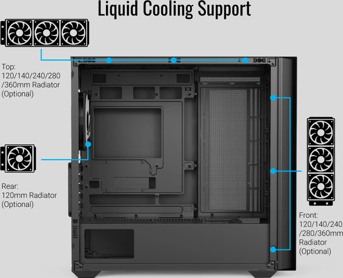 AeroCool D302A Black, inkl. 4x Lüfter, Glasfenster