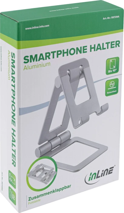 InLine Smartphone & Tablet Halter Aluminium, Tablet-Stand bis 10", faltbar