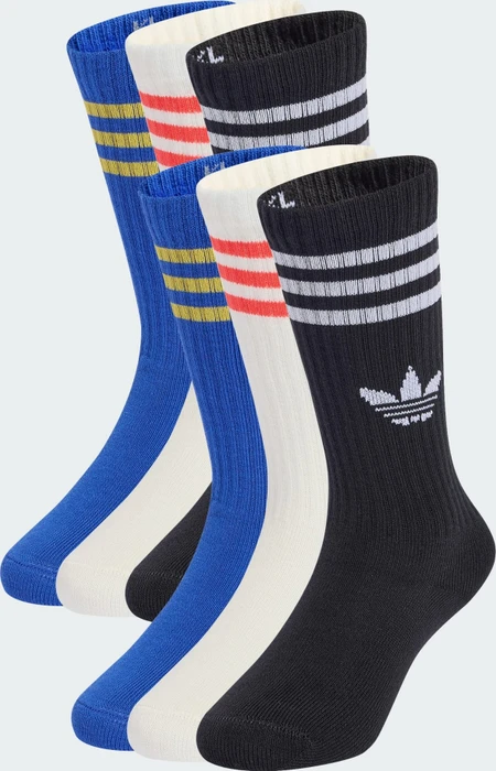 adidas 3-Streifen Crew Socken bold blue/cloud white/black, 6 Paare (Junior)