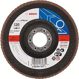 Bosch Professional X551 Expert for Metal Fächerschleifscheibe gewinkelt K120, 125x22.23mm, 1 Stück