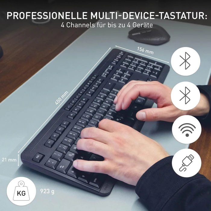 Cherry Stream Keyboard Ultimate, schwarz, LEDs weiß, USB/Bluetooth, DE