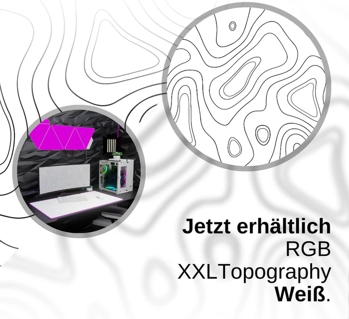Nyfter Nyfpad RGB XXL Topography Gaming Mousepad, 900x500mm, weiß