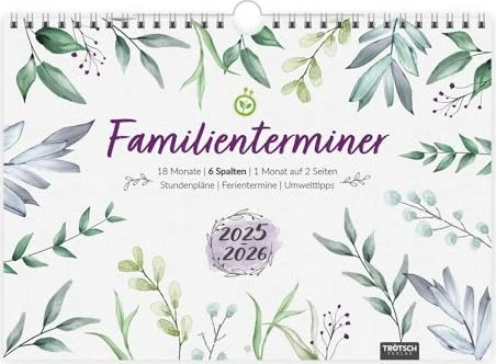 Trötsch Verlag Familienterminer Natur Wandkalender 2025/2026, Motiv, 20 Blatt