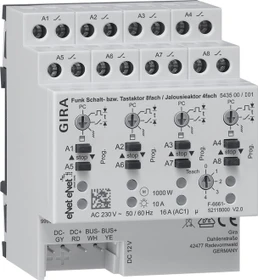 Gira eNet Funk Schaltaktor 8-fach/Jalousieaktor 4-fach, 16A, 4TE REG, Schaltaktor (5435 00)