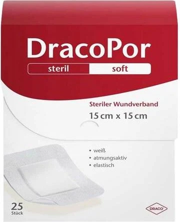 Dr. Ausbüttel DracoPor Soft steriler Wundverband weiß, 15 x 15cm, 25 Stück