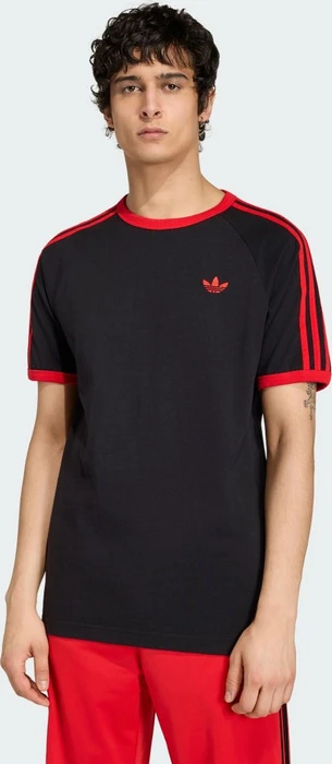 adidas 3-Streifen T-Shirt kurzarm black/vivid red (Herren)
