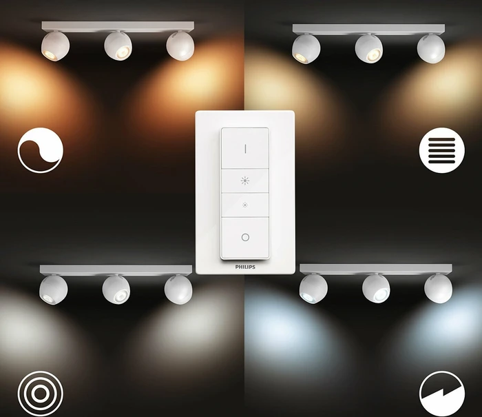 Philips Hue White Ambiance Buckram 3-flammig weiß