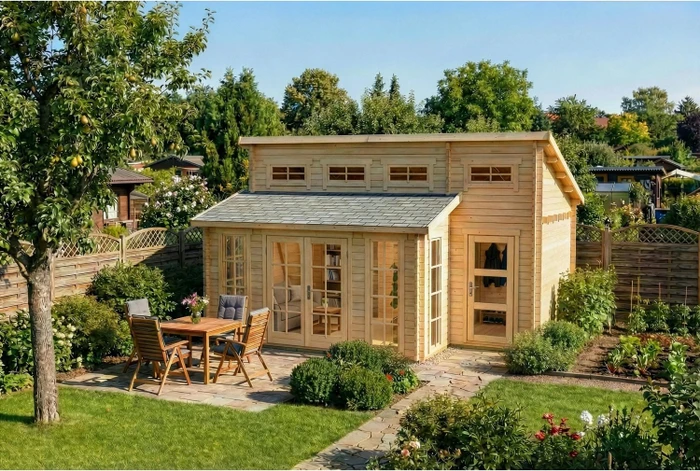 Alpholz Gartenhaus Lausitz Prima 590x540cm natur