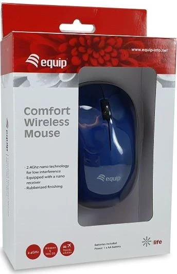 Equip Comfort Wireless Mouse blau, USB