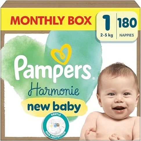 Pampers Harmonie Gr.1 Einwegwindel, 2-5kg, 180 Stück