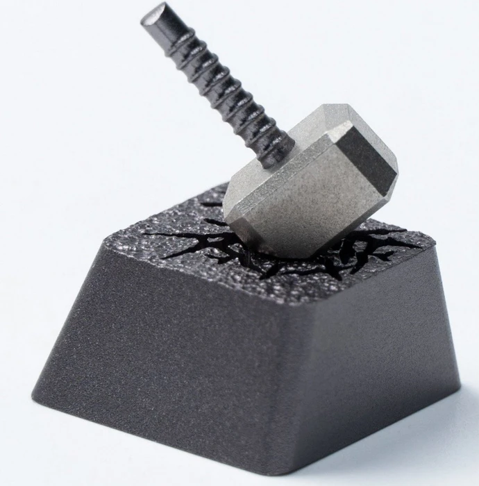 Keychron Hammer Alu Alloy Artisan Keycap, Acryl, Aluminium, Titanium, schwarz/silber, 1 Taste