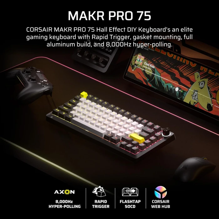 Corsair Makr Pro 75, schwarz, Corsair MGX Hyperdrive, USB, UK