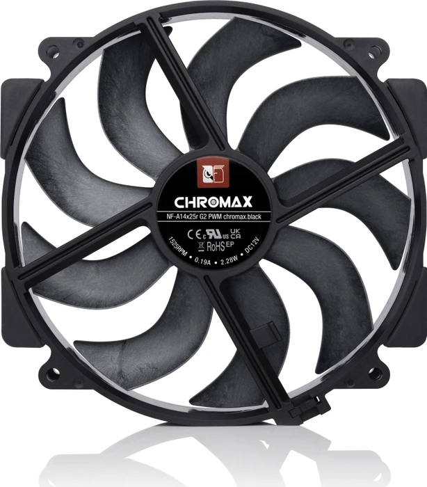 Noctua NF-A14x25r G2 PWM chromax.black, 140mm