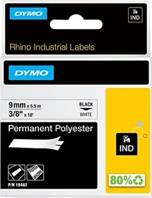 Dymo ID1 Permanent Industrial Rhino Pro Beschriftungsband, 9mm, schwarz/weiß