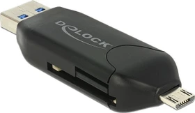 DeLOCK OTG Dual-Slot-Cardreader, USB-A 3.0/USB 2.0 Micro-B [Stecker] (91734)
