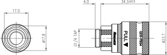 Koolance QD3 No-Spill Schnellverschluss gerade female auf G1/4", silber