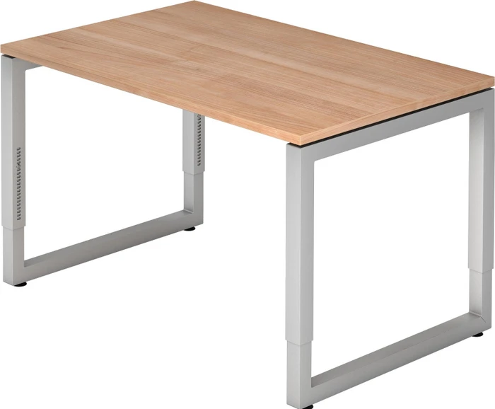 Hammerbacher Ergonomic Plus R-Serie RS12/N/S Schreibtisch 120x80cm Nussbaum/silber