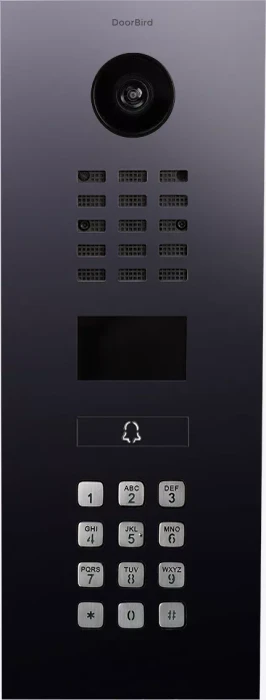 DoorBird D2101KV IP Video Türstation mit 1 Ruftaste, Keypad Modul, Edelstahl V4A, Titan-Optik, hochglanzpoliert